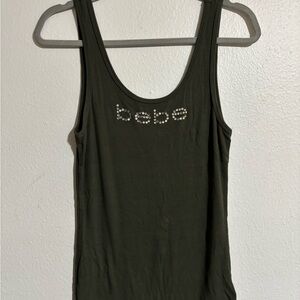 Bebe Black Embellished Fitted Tank Top